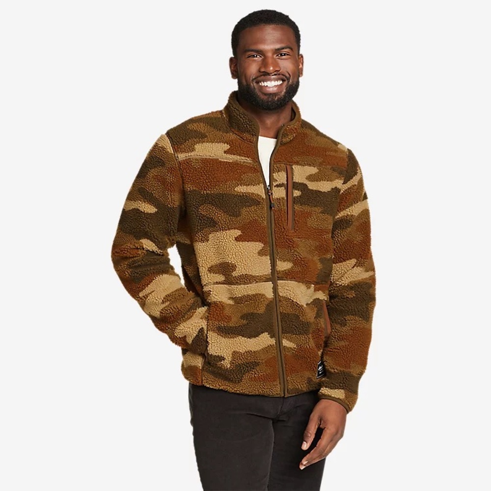 NWT Men’s Eddie Bauer Chilali Faux Shearling Full-Zip Mock Neck Jacket